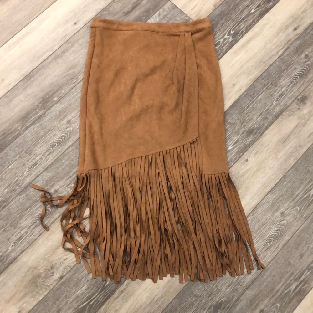Cowgirl Midi Skirt with fringe all suede